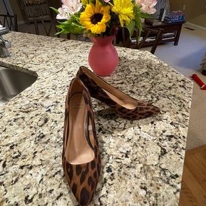 Brown  two tone animal print heels